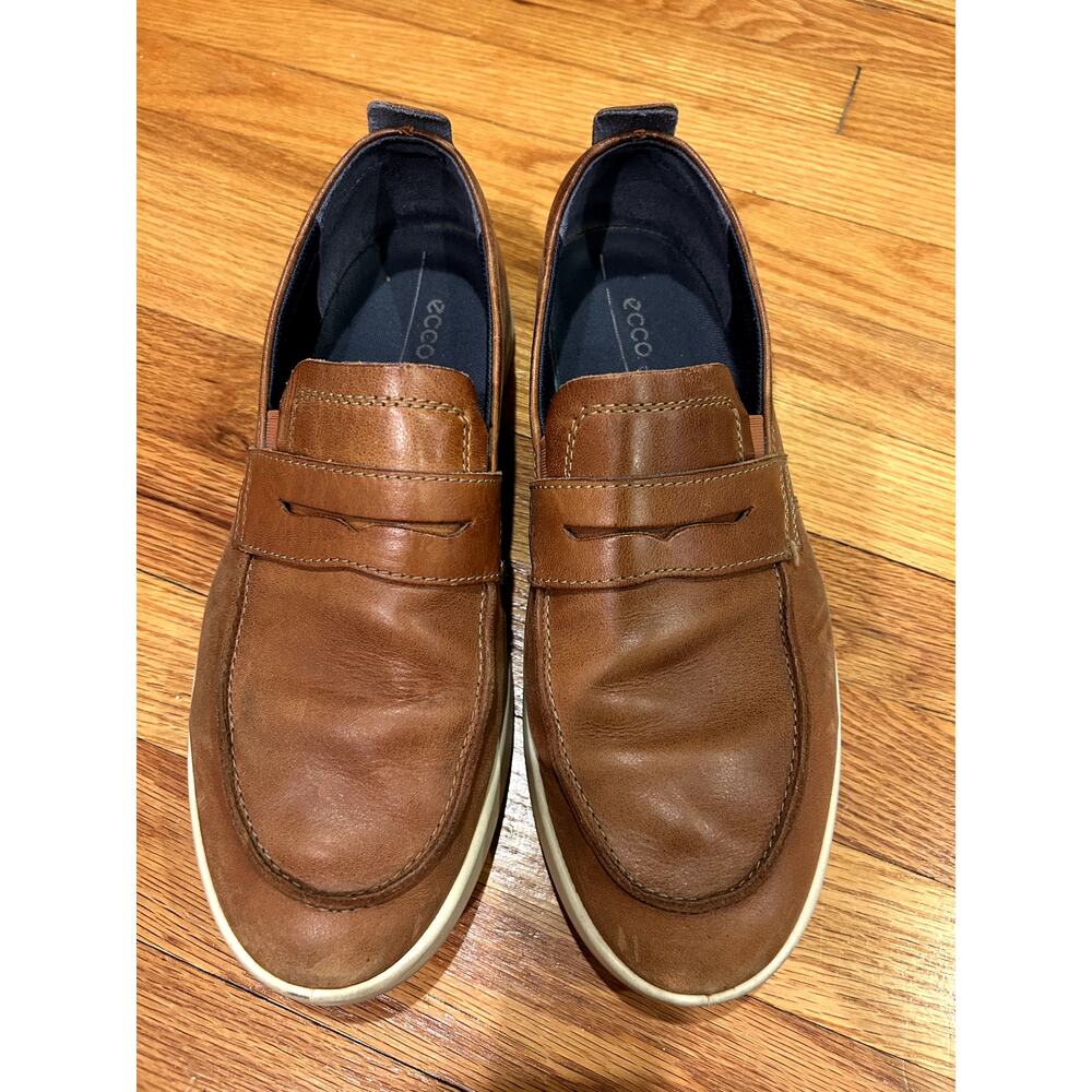 Ecco Cathum Leather Slip-On Loafer Brown/Amber Color EU 44 US Men's 11 Ret. $125